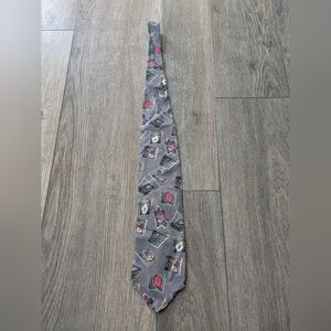 Vintage by MBP Neck Tie 100% Imported Silk Necktie Geometric Grey Colorful Work